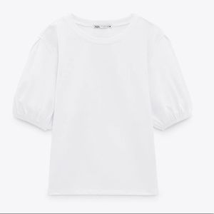 White Zara puff sleeve tee